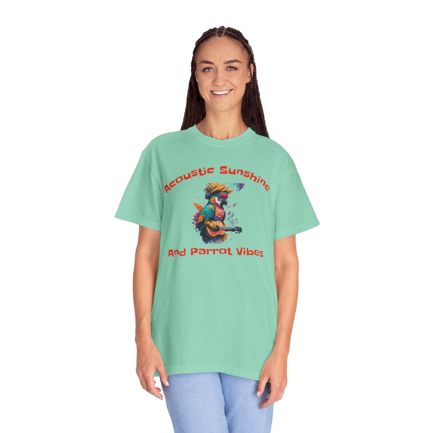 Acoustic Sunshine And Parrot Vibes - Unisex Garment-Dyed T-shirt