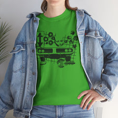Abstract Retro Racing Car Unisex Heavy Cotton Tee | Perfect for Car Enthusiasts, Father's Day Gift, Casual Wear, Vintage Style, Unique Graphic Shirt