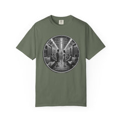Don;t Stop Believing Subway Reflection T-Shirt — Vintage Black & White Urban Photo Tee