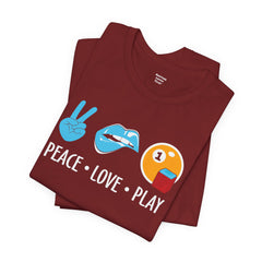 PEACE LOVE play BILLARD - Graphic Unisex Jersey Short Sleeve Tee