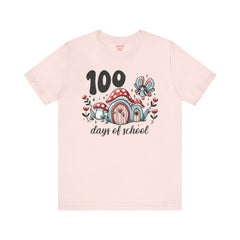 100 DAYS OF SCHOOL Toadstool House - Unisex Short Sleeve Tee | Elementary School Holiday, Teacher Apparel, Kids Motivation, Teacher Sarcasm