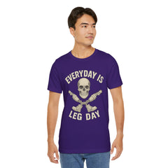 Fitness Tee | Leg Amputee Funny Skull, Everyday Leg Day Gym Shirt, Workout Top