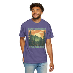 Rocky Mountains Colorado Graphic, Comfort Colors Soft Relaxed Fit Unisex Garment-Dyed T-shirt
