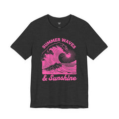 Summer Waves & Sunshine Tee — Retro Pink Surf Graphic T-Shirt