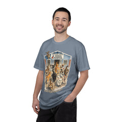 Front Graphic "Who Let the Cats Out?" Baldwin Harbor Animal Hospital Cute Vet Clinic T Shirt