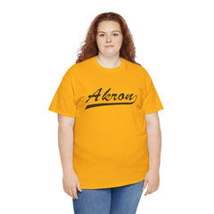 Akron Unisex Heavy Cotton Tee - Retro Dunder Mifflin Design for Nostalgic Fans