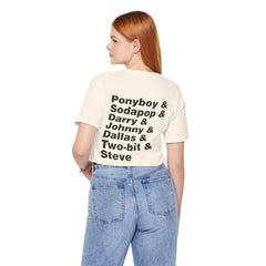 The Outsiders Shirt, Front and Back Images, Greasers Characters Shirt, Unisex Jersey Short Sleeve Tee