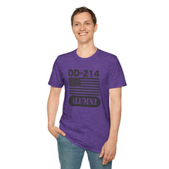 DD-214 Alumni with American Flag  Unisex Softstyle T-Shirt