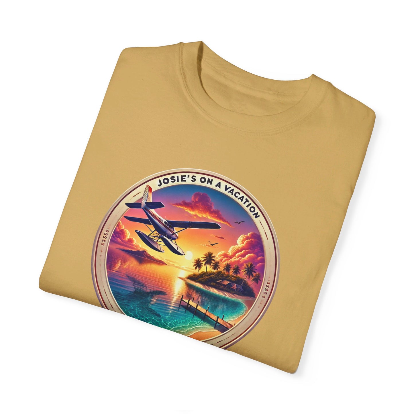 Josies On A Vacation Far Away Graphic Unisex Garment-Dyed T-shirt