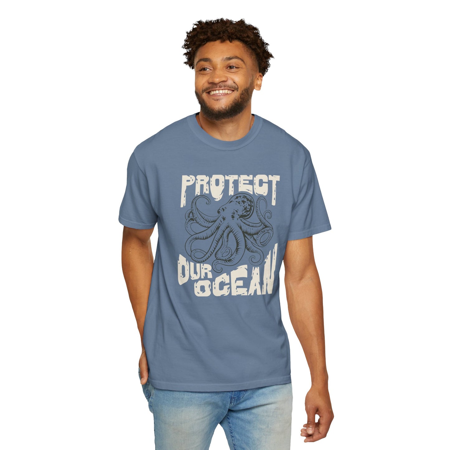 Octopus, Protect Our Ocean -  Graphic Unisex Garment-Dyed T-shirt