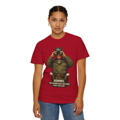 Graphic T-Shirt — Vintage WWII General George Patton Binoculars Design with "Rommel You Magnificent Bastard" Text