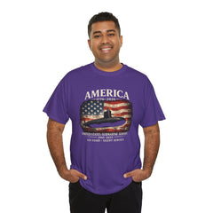 America 250th Submarine 125th Flag T-Shirt — Vintage USA Military Tee