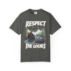 Bigfoot and Alien Outdoor Canoe Adventure - Respect The Locals T-Shirt