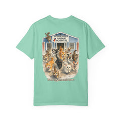 Front Logo Back Graphic Baldwin Harbor Animal Hospital "Who Let the Cats Out?" T Shirt