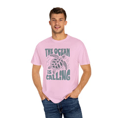 Sea Turtle, The Ocean Is Calling -  Graphic Unisex Garment-Dyed T-shirt