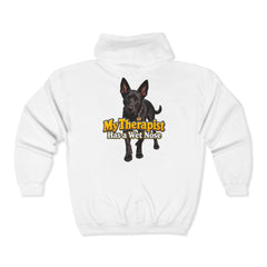 Personalized with your dogs image Zip Hoodie — "My Therapist Has a Wet Nose" Graphic