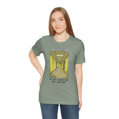 Do Not Question The Hallway T-Shirt — Retro Yellow Corridor Graphic Tee