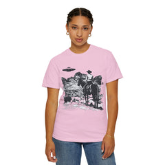 UFO Meets Cowboy Unisex Garment Shirt -Dyed  T Shirt