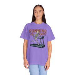 Funny Skeleton Running T-Shirt, Gift for Fitness Lovers, Halloween Tee, Gym Humor Shirt, Quirky Workout Apparel