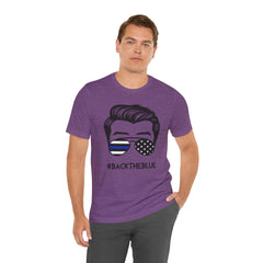 BACK THE BLUE Dad with Glasses, Graphic Unisex Short Sleeve Tee
