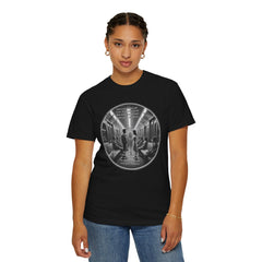 Don;t Stop Believing Subway Reflection T-Shirt — Vintage Black & White Urban Photo Tee