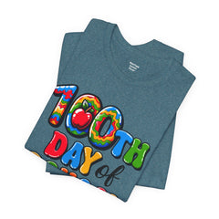 HAPPY 100 DAYS of SCHOOL - Unisex Short Sleeve Tee | Elementary School Holiday, Teacher Apparel, Kids Motivation, Days Checked Off, 100 Days