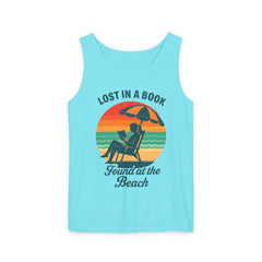 Beach Reader Unisex Tank Top | Summer Vibes | Lost In A Book | Perfect for Book Lovers, Beach Days, Vacations, Gifts, Relaxing Moments