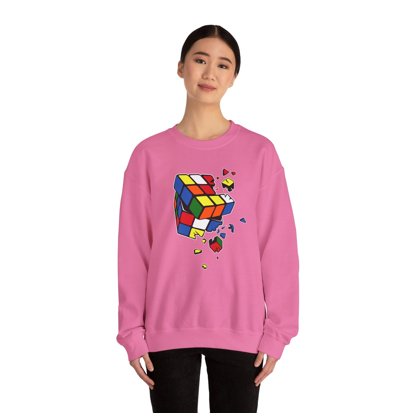 Cracked Rubik's Cube Unisex Heavy Blend™ Crewneck Sweatshirt