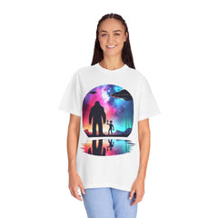 Bigfoot & Alien Nightscape T-Shirt — Sasquatch UFO Graphic Tee