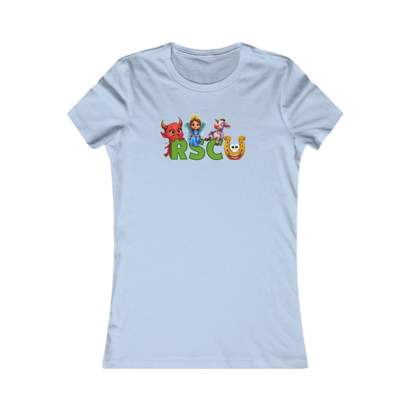 Russell Sage College Mascot Womens T-Shirt - Personalize your shirt with your grad year by typing it In the notes field before check out. Purple Cow, Red Devil, Blue Angel, Golden Horseshoe