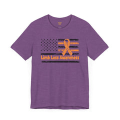 Limb Loss Awareness Flag - Unisex Short Sleeve Tee,Amputee Awareness,Gift For Him,Gift For Her,Unique Amputee Gift,Awareness Ribbon