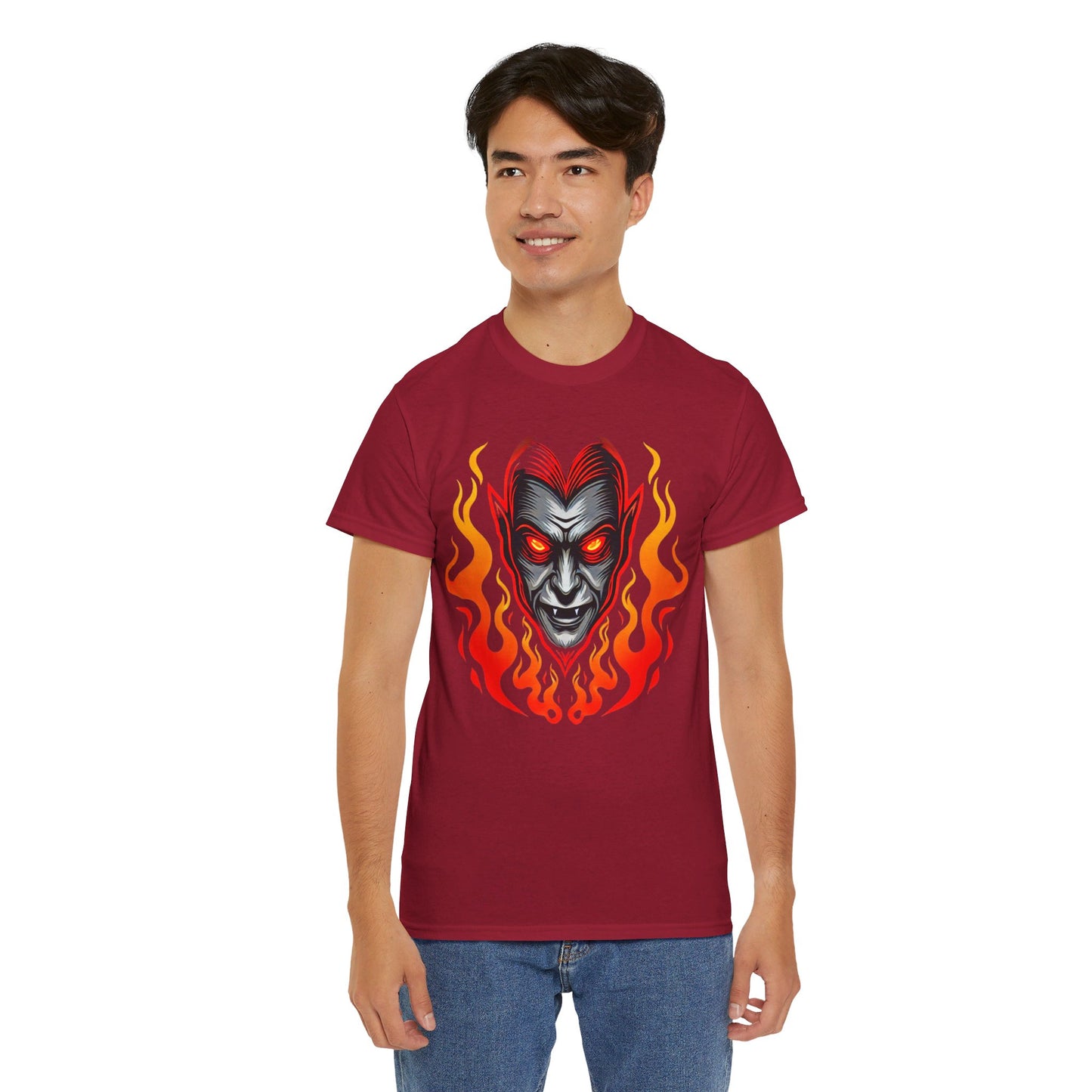 Flaming Fire Vampire - Graphic Unisex Heavy Cotton Tee