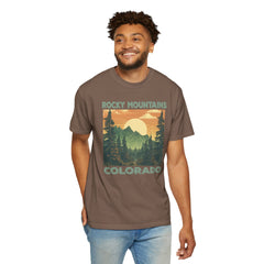 Rocky Mountains Colorado Graphic, Comfort Colors Soft Relaxed Fit Unisex Garment-Dyed T-shirt