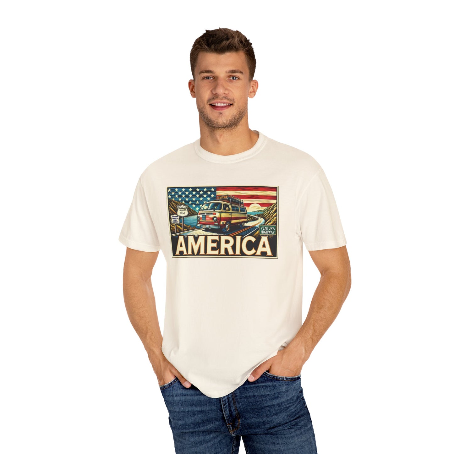 Ventura Highway Driving America Graphic Comfort Colors Unisex Garment Dyed T-shirt