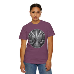 Don;t Stop Believing Subway Reflection T-Shirt — Vintage Black & White Urban Photo Tee