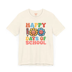 HAPPY 100 DAYS of SCHOOL - Unisex Short Sleeve Tee | Elementary School Holiday, Teacher Apparel, Kids Motivation, Days Checked Off, 100 Days