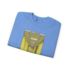 Crewneck Sweatshirt "Do Not Question the Hallway" – Retro Yellow Corridor Graphic