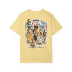 Back Graphic "Who Let the Cats Out?" Baldwin Harbor Animal Hospital Cute Vet Clinic T Shirt