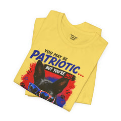 Personalized With Your Dogs Image and Name Patriotic Unisex Jersey Short Sleeve Tee