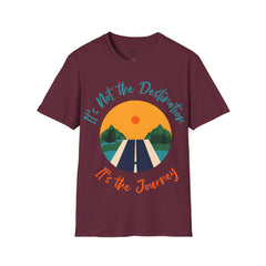 Its Not The Destination Its The Journey Retro Sunset Unisex Softstyle T-Shirt  A unique motivational expression of setting goals