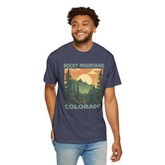 Rocky Mountains Colorado Graphic, Comfort Colors Soft Relaxed Fit Unisex Garment-Dyed T-shirt