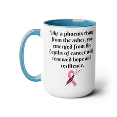 Phoenix mug, cancer survivor gift, hope mug, resilience gift, awareness mug, survivor coffee cup, cancer recovery gift, phoenix rising mug