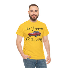 Red Corvette Summer Unisex Tee - I'm Vetted For Life Front and Back Image T Shirt