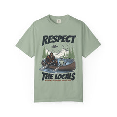 Bigfoot and Alien Outdoor Canoe Adventure - Respect The Locals T-Shirt