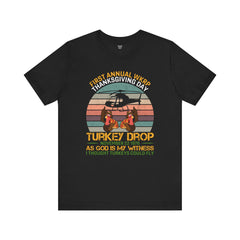 Thanksgiving Turkey Drop Unisex Tee - Vintage WKRP Design