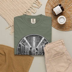 Don;t Stop Believing Subway Reflection T-Shirt — Vintage Black & White Urban Photo Tee
