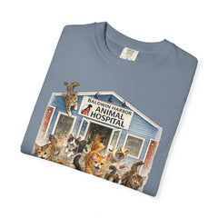 Front Graphic "Who Let the Cats Out?" Baldwin Harbor Animal Hospital Cute Vet Clinic T Shirt