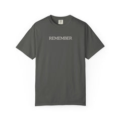 REMEMBER Graphic T-Shirt — Minimalist Memorial Jewish Quiet Faith Tee