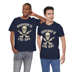 Fitness Tee | Leg Amputee Funny Skull, Everyday Leg Day Gym Shirt, Workout Top