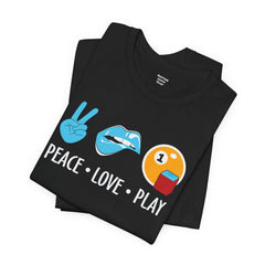 PEACE LOVE play BILLARD - Graphic Unisex Jersey Short Sleeve Tee
